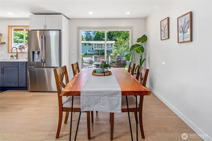 Dining room with door to the new deck