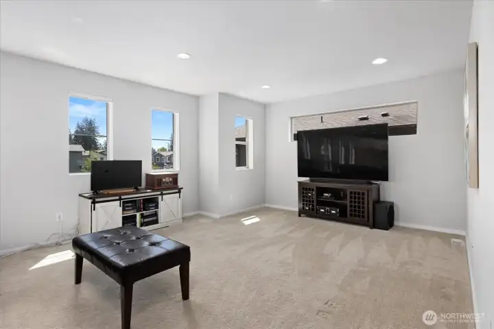At the top of the stairs is this huge bonus room!