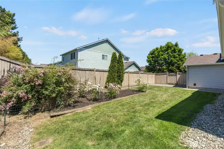 One of the two side yards that are made possible by the home's oversized 9583sf lot.