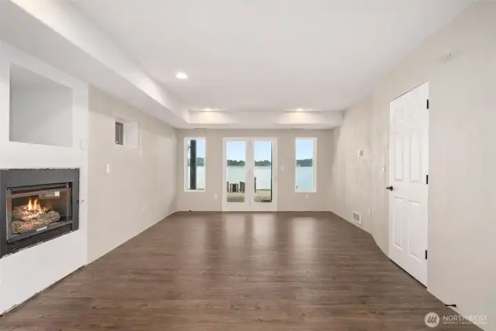 Lower level flex space. Lower level flex space.