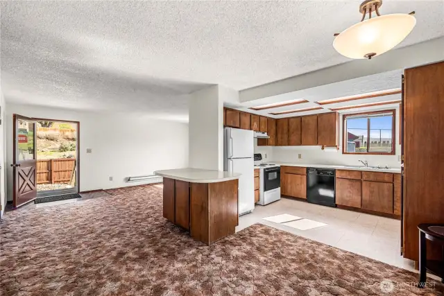 upper level kitchen and entry door