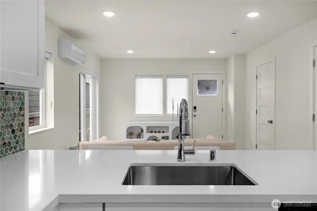 Deep stainless kitchen sink