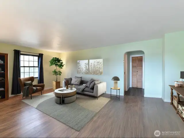 Main floor living room staged