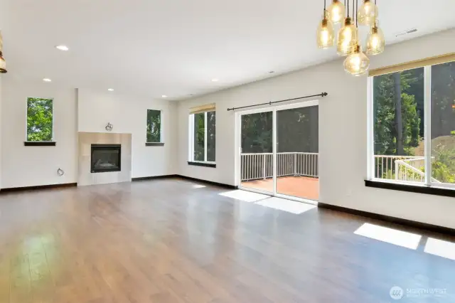 Open Main Floor Living Room & Dining Area with Washed in Natural Sunlight