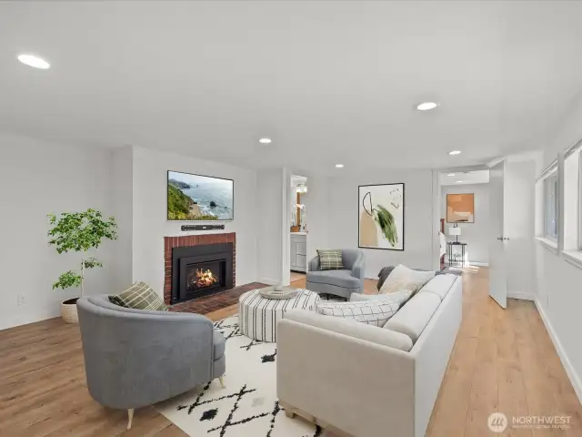 Another view of lower level family room, virtually staged.