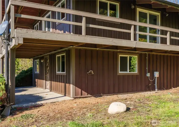 upper deck and lower patio