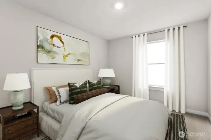 2nd level bedroom. Photo is representational. Actual home is under construction and materials, colors, and finishes will vary. See site agent for details.