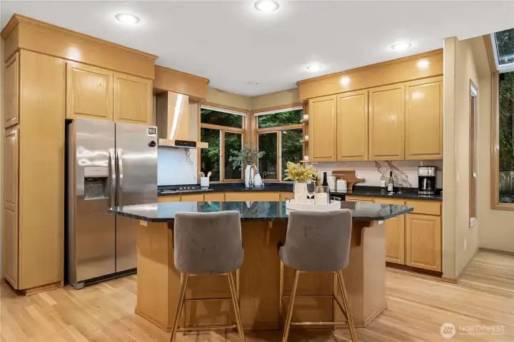 Granite countertops paired with stainless steel appliances