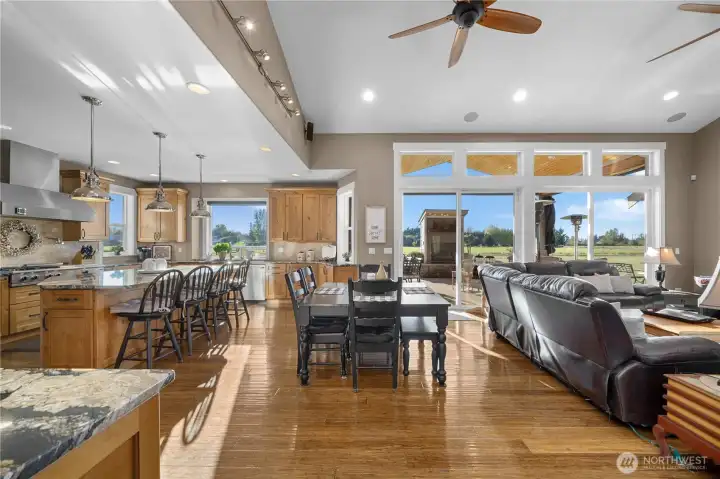 Oversized doors leading to covered back deck
