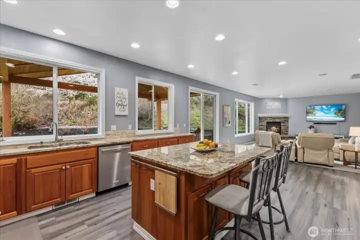 Kitchen is open to the very large family room
