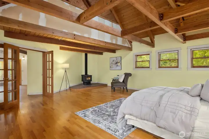 Complete with cozy woodstove!