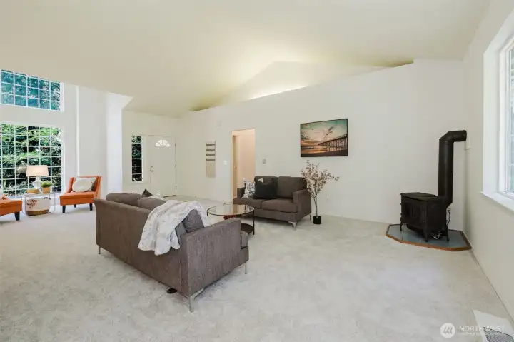 Living room with brand new carpet