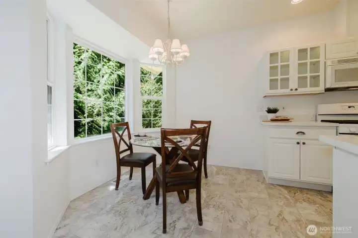 Breakfast nook overlooking the back yard.