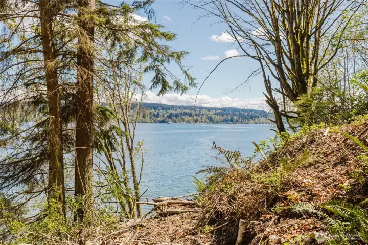 Private community beach is accessible via gated access road and wooded trail