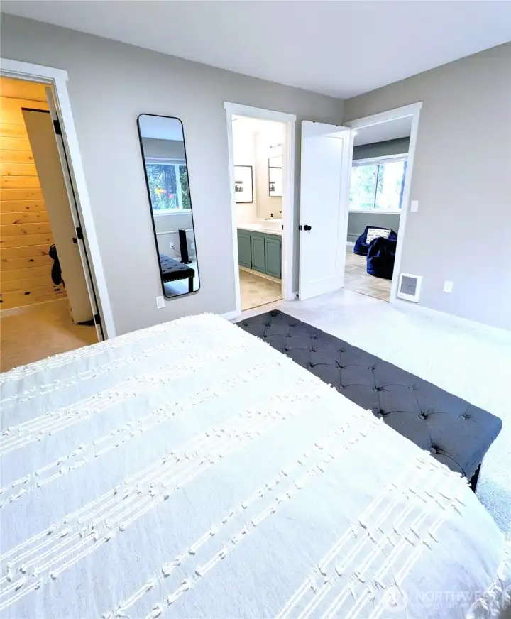 Bedroom #3 downstairs with walk-in closet and 3/4 bathroom attached