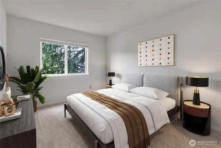 Secondary bedroom is virutally staged