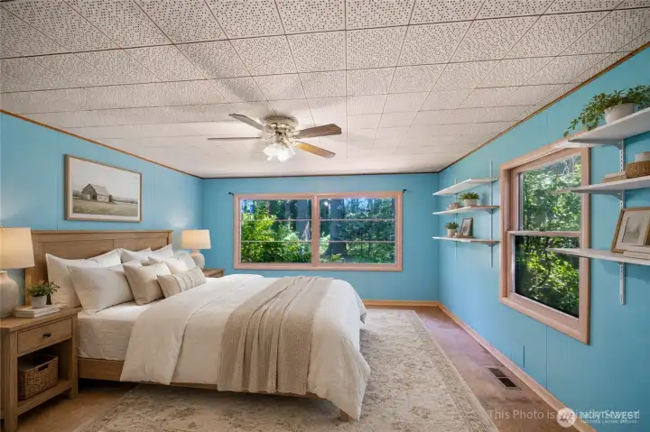 Main floor bedroom, virtually staged