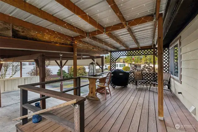 Large covered deck provides a sweet spot to relax outside year round.