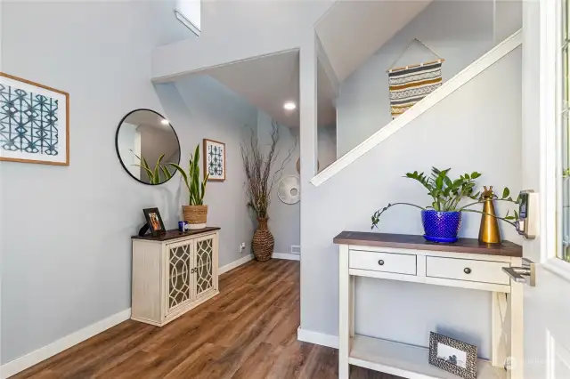 A large, welcoming entrance. A lot of natural light in this home.