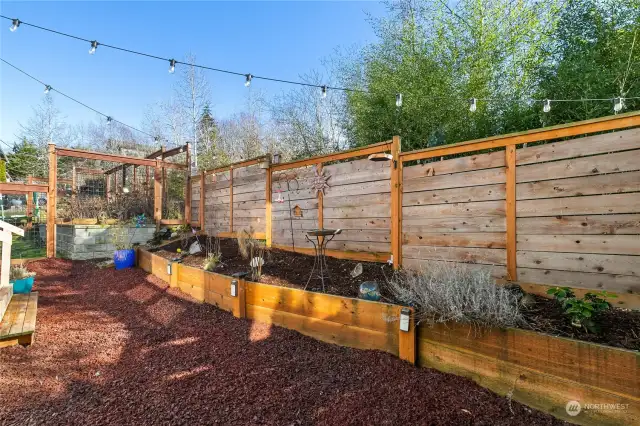 This backyard oasis is mature and ready for a vegetable garden, rock garden?