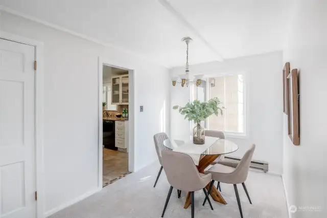 The formal dining room is right off of the kitchen and living room.