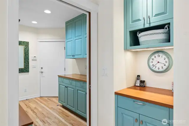 Mudroom off kitchen leads to attached garage
