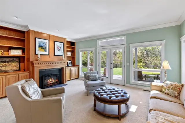 Family room offers direct access to the back yard