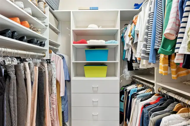 One of two walk-in closets in the primary suite
