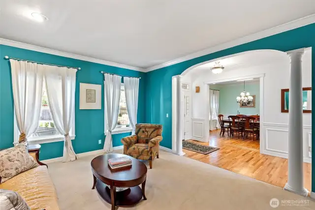 Living room with view towards dining