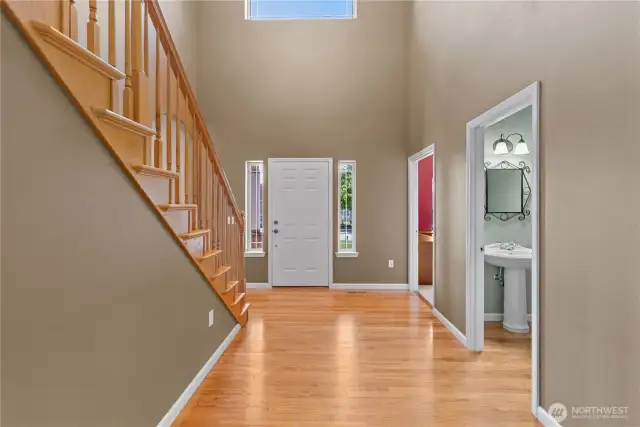Grand entryway by office and 1/2 bath