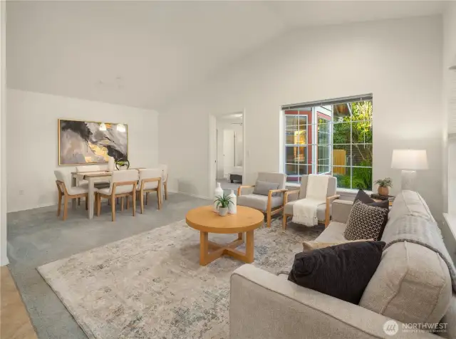 Open living room & dining room