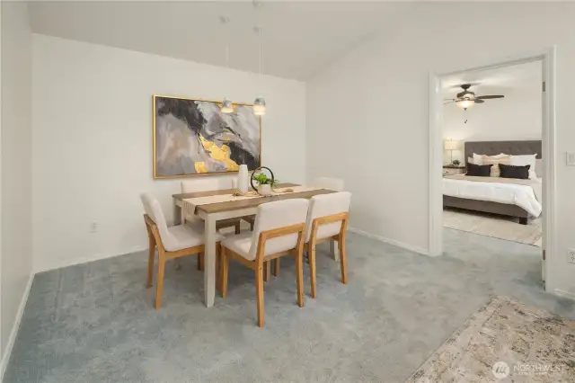 Sapcious dining room can easily fit 8-10 person table