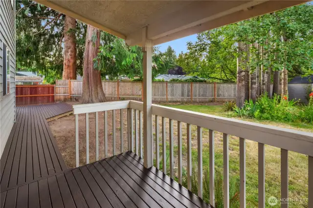 Covered deck perfect for morning coffee
