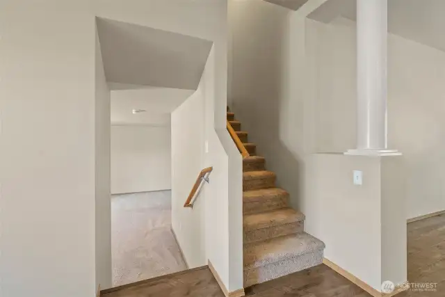 Stairs leading down to family room