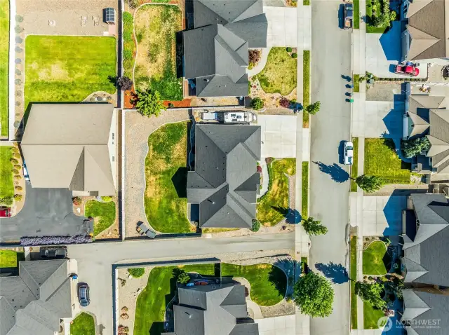 Drone view of property