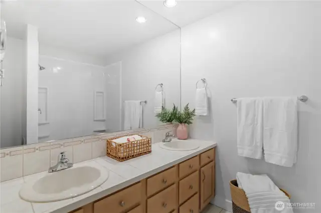 Large en suite is a spa like retreat.