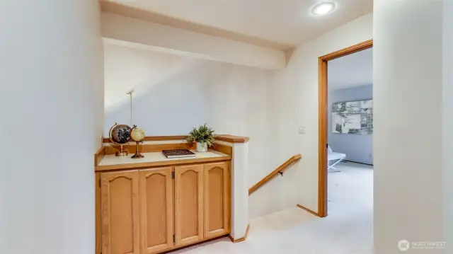 On the 2nd floor landing there is a built-in cabinet for storage and more.