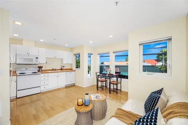 Open concept living space and kitchen