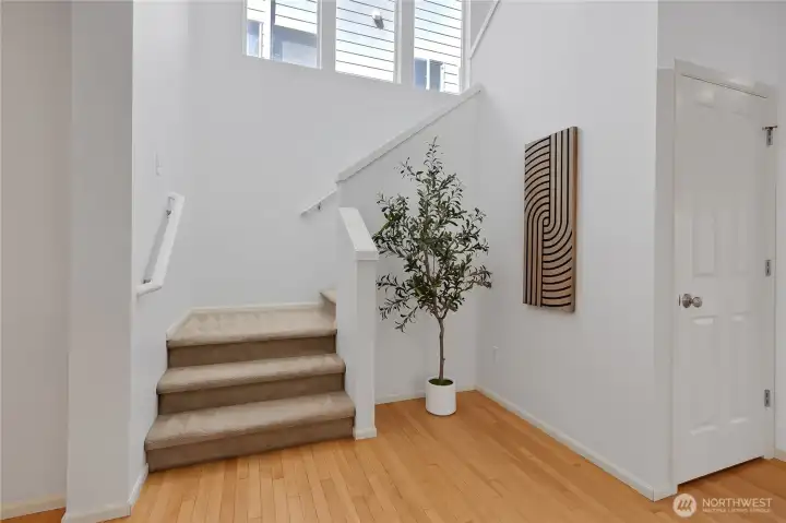 The windows heading up the stairs are quite tall and bring in amazing natural light.