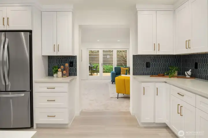 New kitchen. Abundant storage. Full-sized fridge (yes, really).