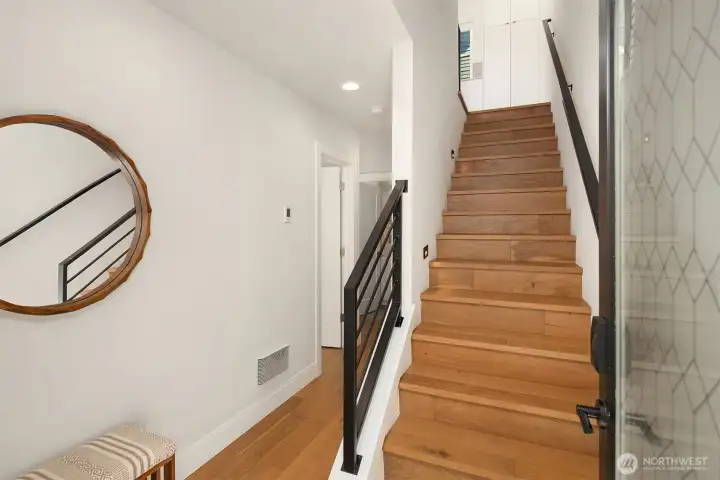 To the left of the stairs is a generous bedroom + full bath. The present owner used the bedroom as an office. To the left of the stairs is a generous bedroom + full bath. The present owner used the bedroom as an office.