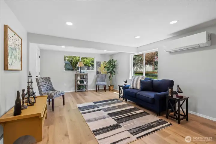 Living Room w/Laminate Floors and Mini-Split.
