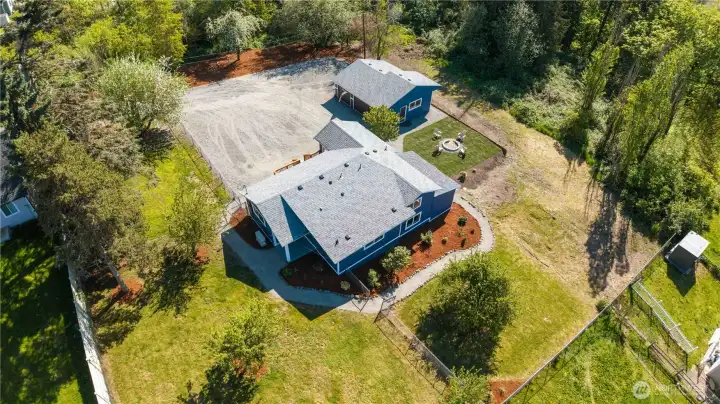 Overhead view of the yard spaces. Plenty of space for all your heart desires!