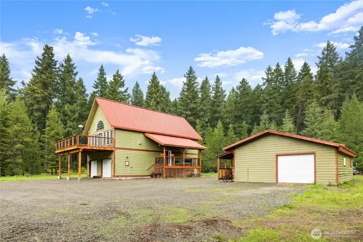 Peaceful setting bordered by state land and mature evergreens.