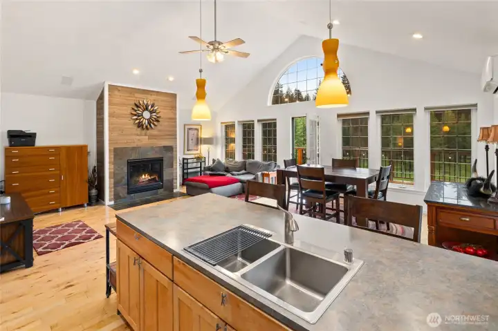 Functional kitchen with easy flow to dining and outdoor living.