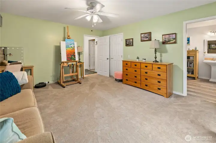 Private lower level bedroom with attached 3/4 bath.