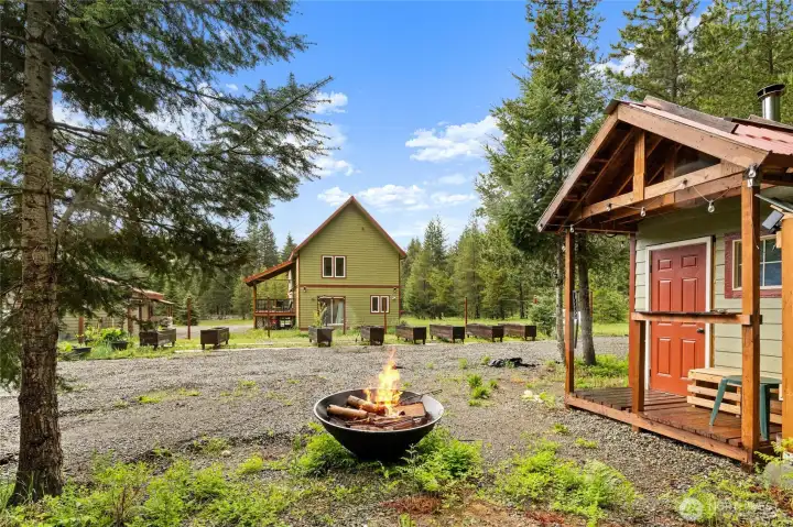 Outdoor gathering spaces designed for enjoying the peaceful setting.