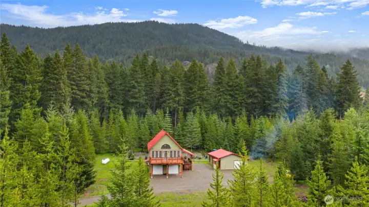 Private mountain setting near trails, rivers and lakes.