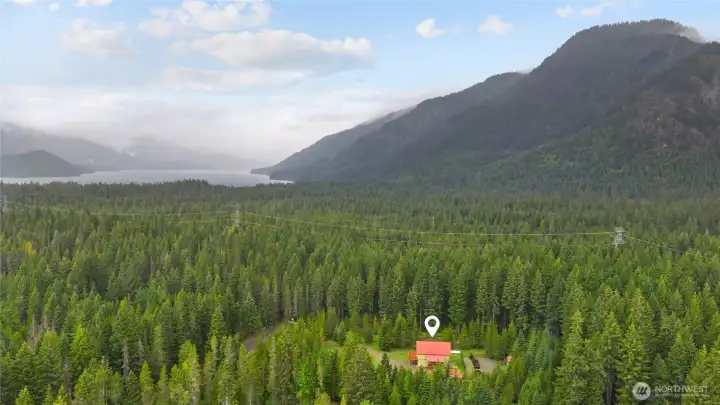 Cascade mountain surroundings approximately one hour from Seattle.