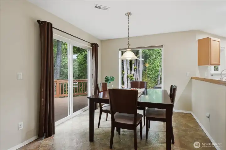 There is a slider off of the dining room leading to a generous sized deck.